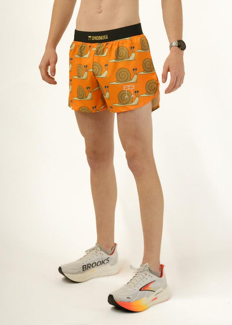 Load image into Gallery viewer, Men&#39;s Snails Pace 4&quot; Half Split Shorts (Orange) Medium
