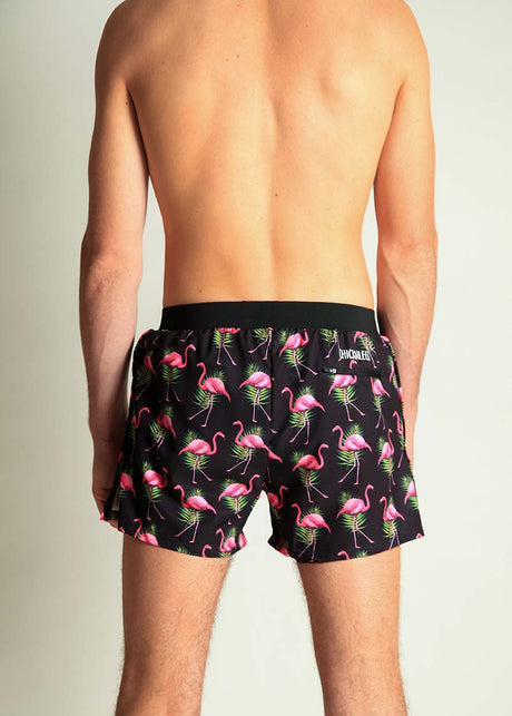 Load image into Gallery viewer, Men&#39;s Flamingos 4&quot; Half Split Shorts (Black) XS, S, M, L, XL
