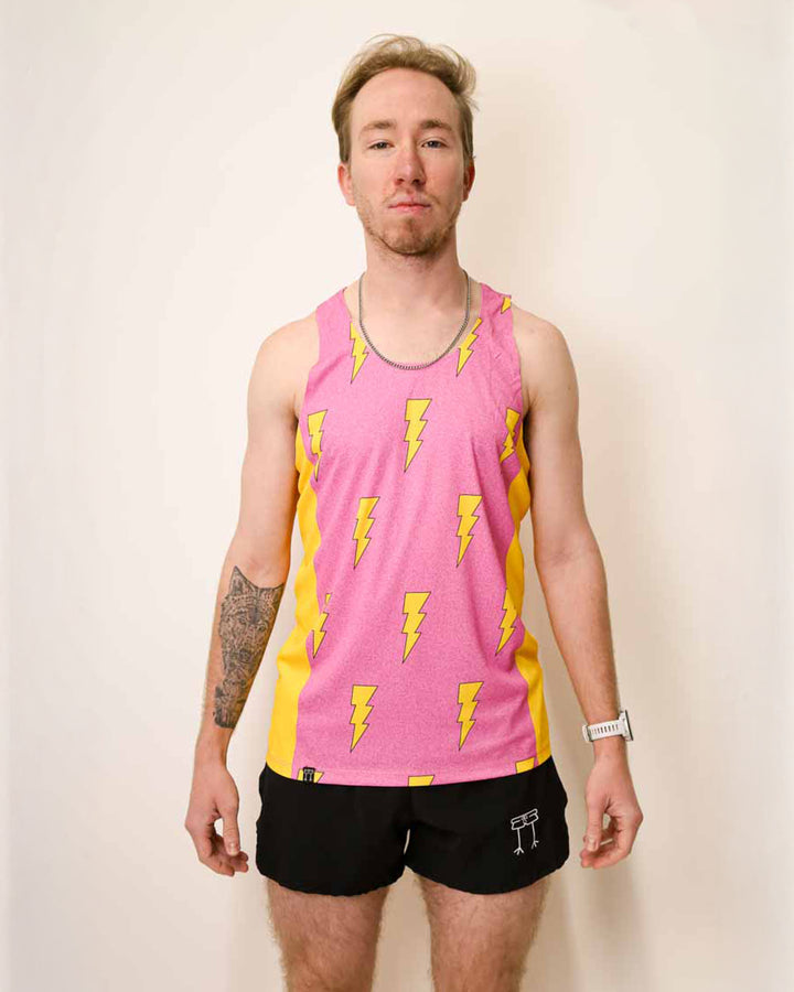 Load image into Gallery viewer, Men&#39;s Pink Bolts Performance Singlet XS S M L XL
