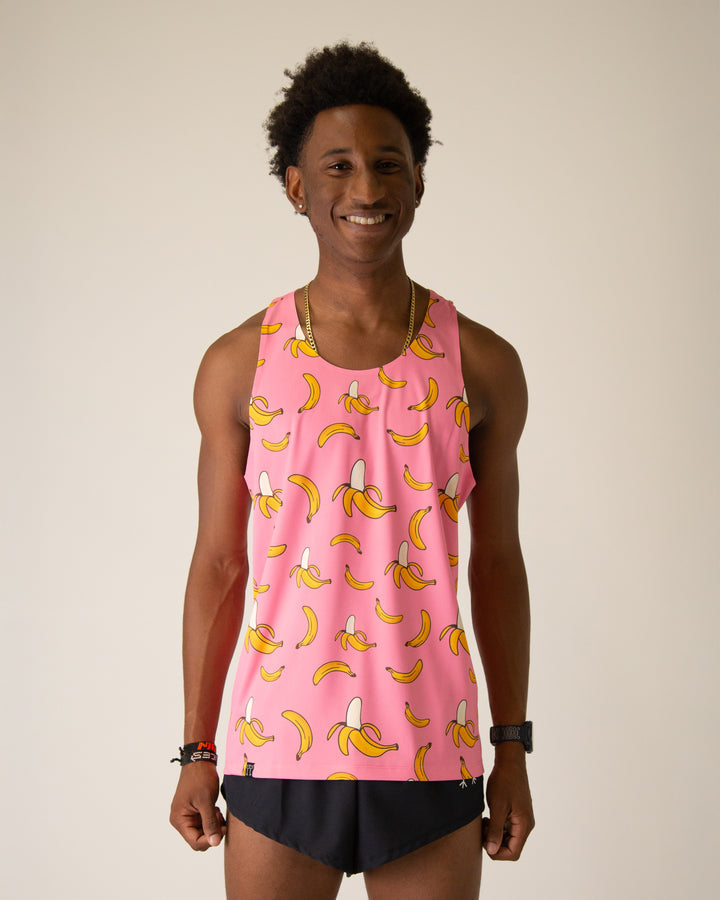 Load image into Gallery viewer, Men&#39;s Pink Bananas Performance Singlet

