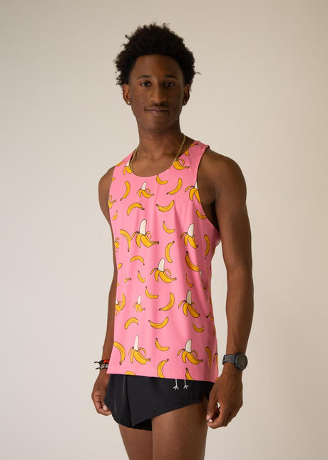 Load image into Gallery viewer, Men&#39;s Pink Bananas Performance Singlet

