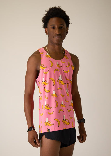 Load image into Gallery viewer, Men&#39;s Pink Bananas Performance Singlet
