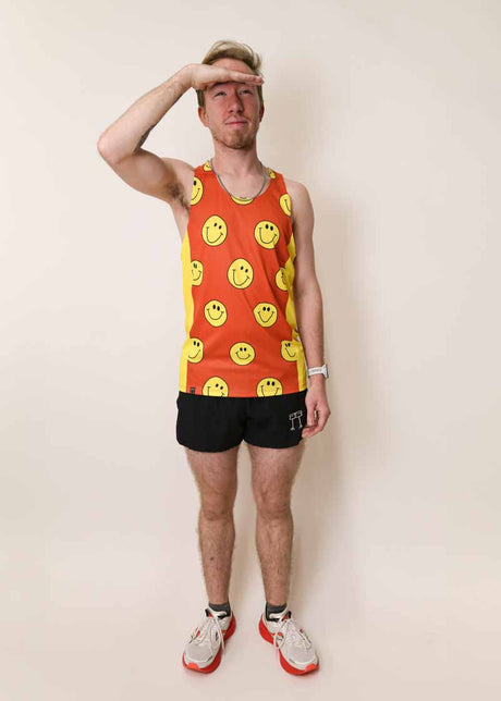 Load image into Gallery viewer, Men&#39;s Smileys Performance Singlet (Orange) XS S M L XL
