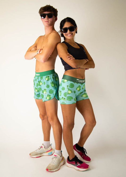 Men's Fartlek Froggies 4" Half Split Shorts (Blue/Green)
