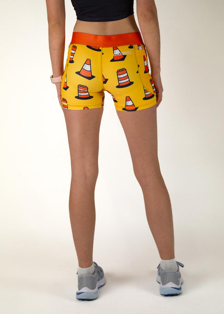 Load image into Gallery viewer, Women&#39;s Traffic Cones 3&quot; 2-Pocket Compression Shorts (Orange) XS S M L
