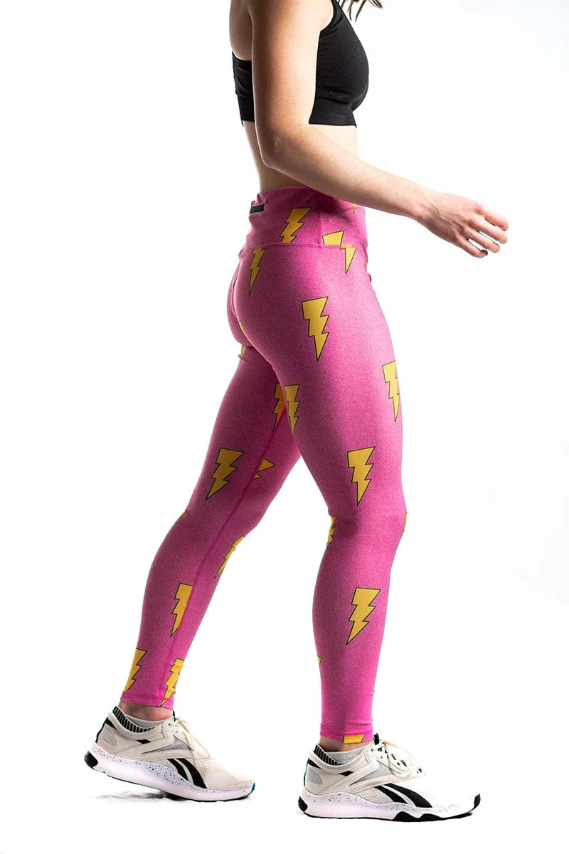 Load image into Gallery viewer, Women&#39;s Hot Pink Bolt Leggings XS S M L XL
