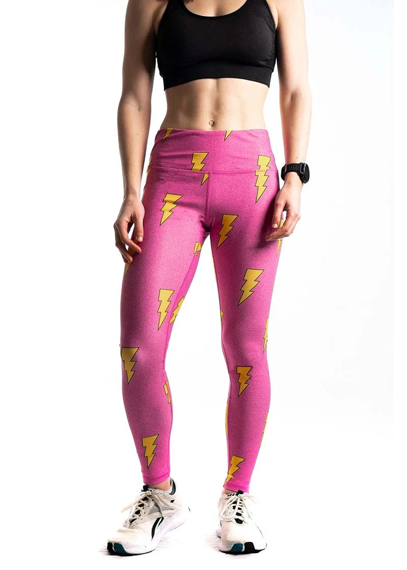 Load image into Gallery viewer, Women&#39;s Hot Pink Bolt Leggings XS S M L XL
