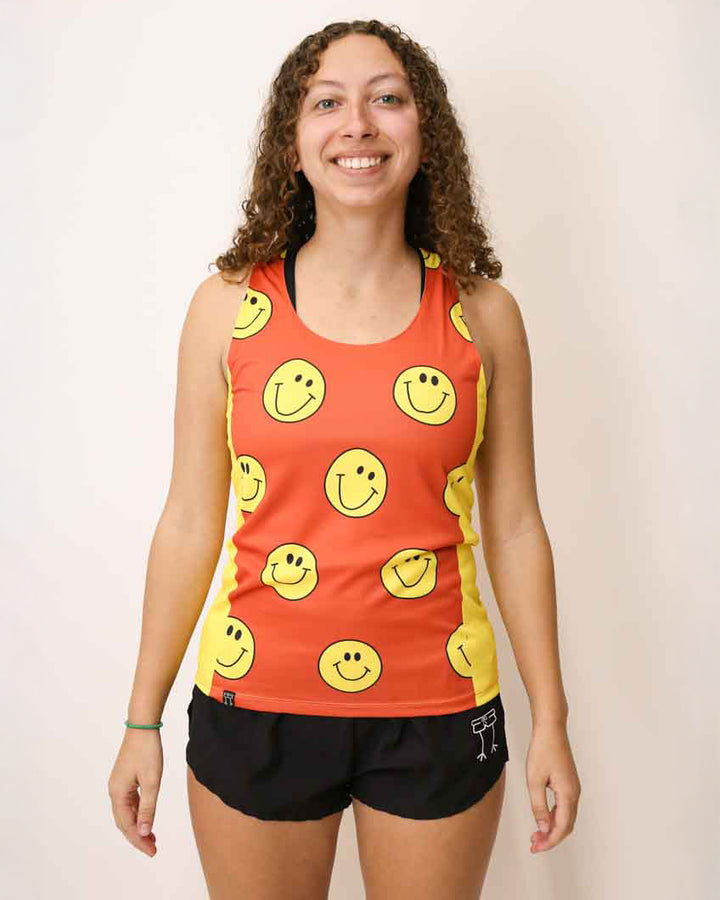 Load image into Gallery viewer, Women&#39;s Smileys Performance Singlet (Orange)
