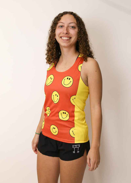 Load image into Gallery viewer, Women&#39;s Smileys Performance Singlet (Orange)
