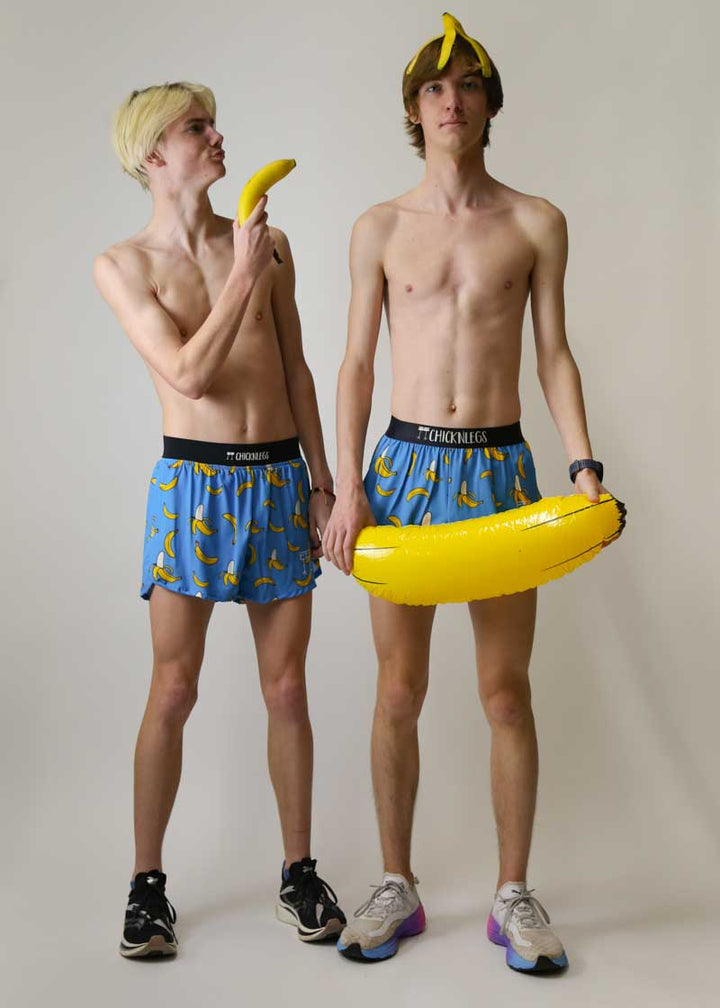 Load image into Gallery viewer, Men&#39;s Blue Bananas 2&quot; Half Split Shorts (XS, S, M, L, XL)
