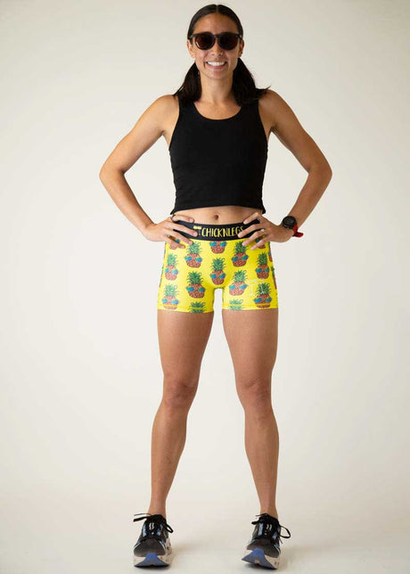 Load image into Gallery viewer, Women&#39;s Pineapple Express 3&quot; 2-Pocket Compression Shorts (Yellow) XS S M L

