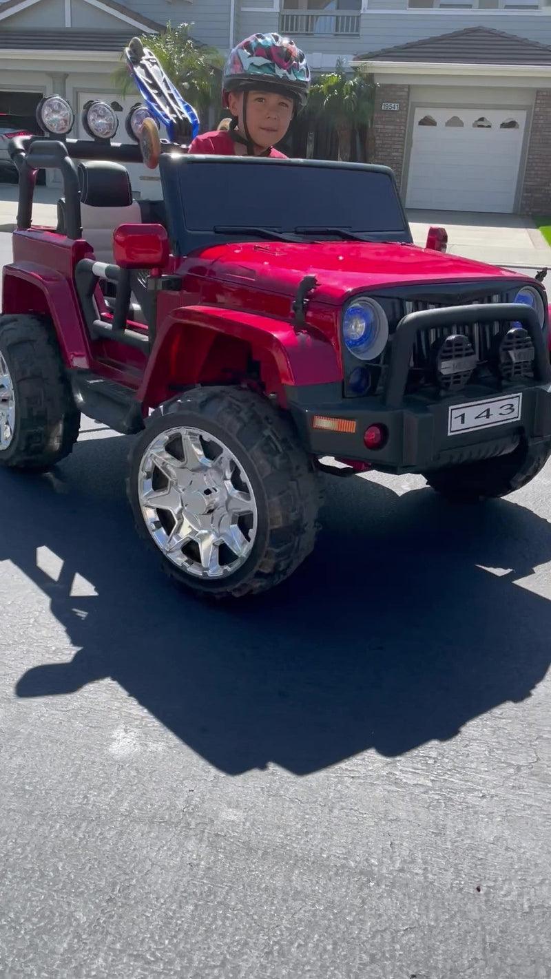 Load image into Gallery viewer, Cars For Kids Jeep Style 4x4 Monster Truck W/Rubber Tires 24 Volt
