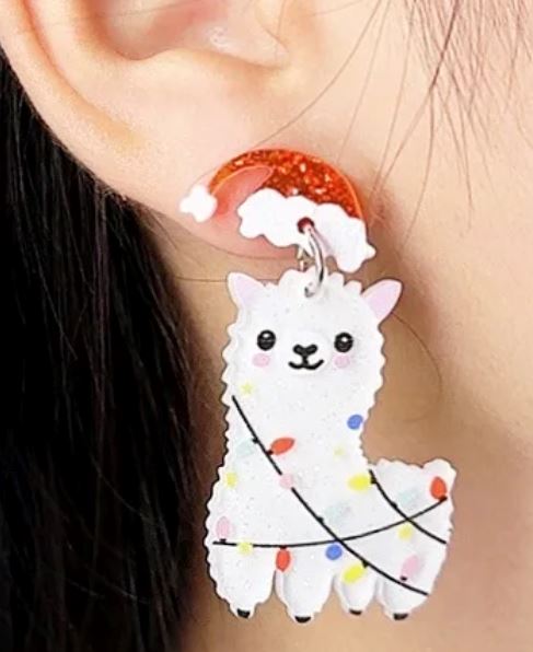 Load image into Gallery viewer, Christmas Alpaca Earrings
