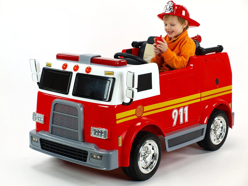 Load image into Gallery viewer, Fire Truck Ride On Toy 2 Seater Red W/Fire Hose Function PA System
