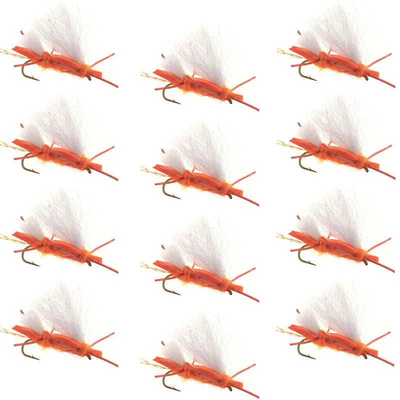 Load image into Gallery viewer, Chubby Chernobyl Ant Orange Foam Body Grasshopper Fly - 1 Dozen Flies Hook Size 10
