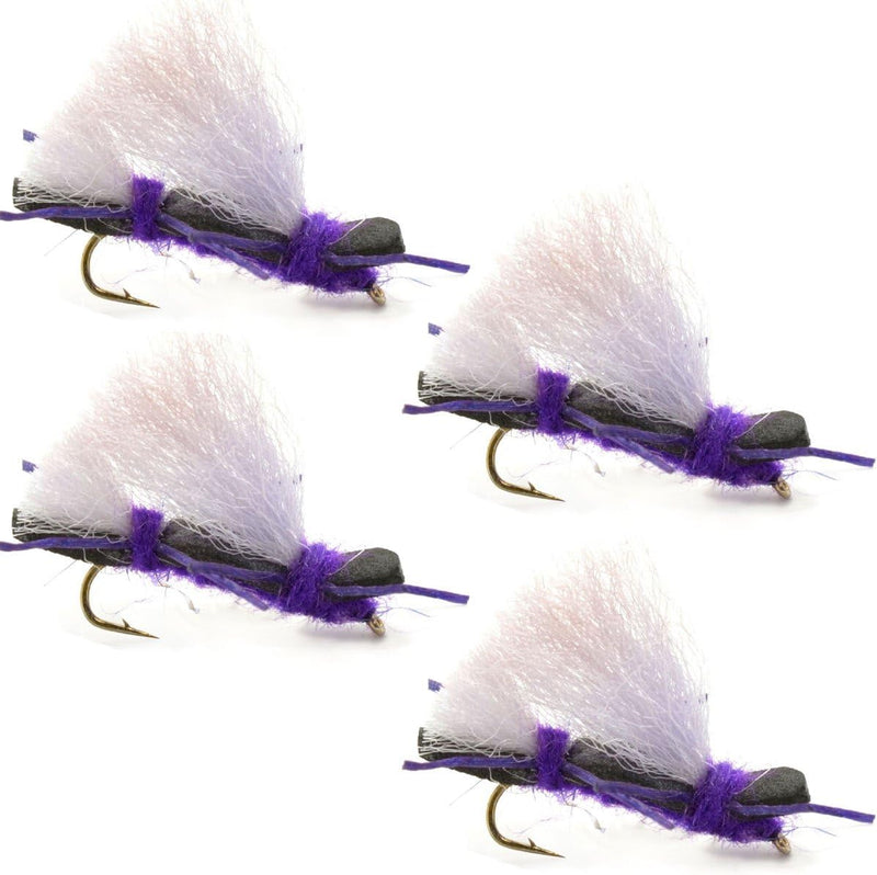 Load image into Gallery viewer, 4 Pack Chubby Chernobyl Ant Purple Foam Body Grasshopper Fly - Hook Size 10
