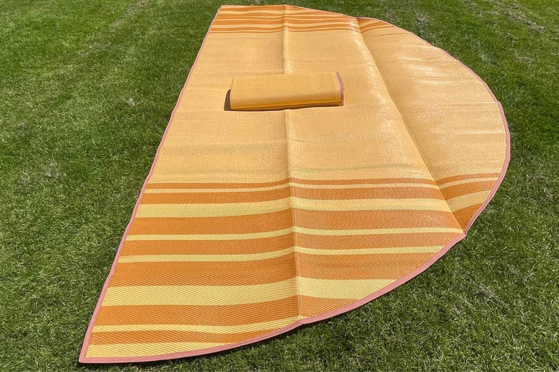 Load image into Gallery viewer, Striped Bell Tent Floor Matting | Citrus Tones | 13' (4M)
