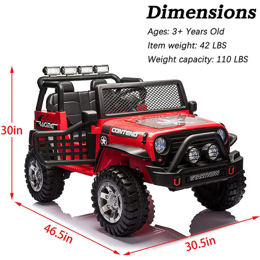 CLARFEY 12V Battery Powered RC Off-Road Jeep for Kids with LED Lights
