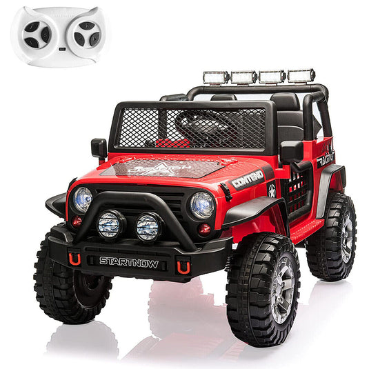 CLARFEY 12V Battery Powered RC Off-Road Jeep for Kids with LED Lights