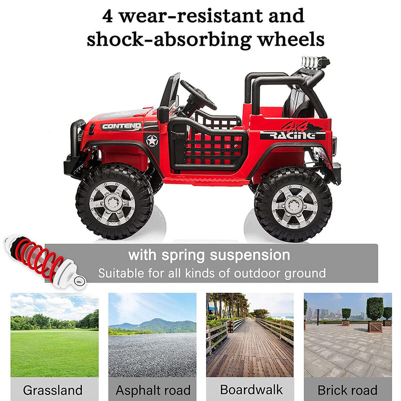 Load image into Gallery viewer, CLARFEY 12V Battery Powered RC Off-Road Jeep for Kids with LED Lights
