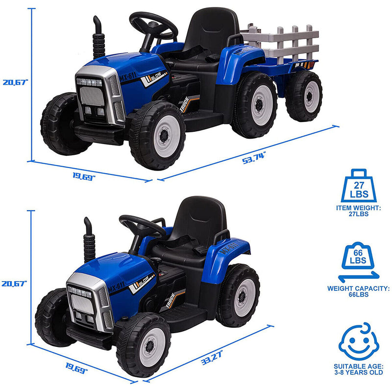 Load image into Gallery viewer, CLARFEY 12V Ride-On Tractor with Trailer and Remote Control for Kids - Music and Fun Included!
