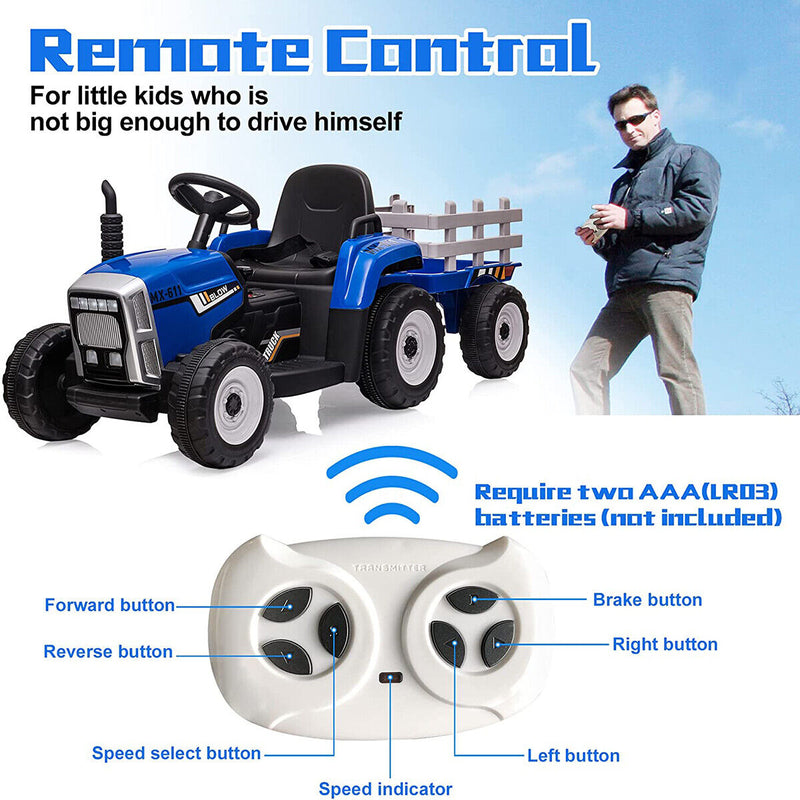 Load image into Gallery viewer, CLARFEY 12V Ride-On Tractor with Trailer and Remote Control for Kids - Music and Fun Included!

