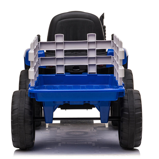 CLARFEY 12V Ride-On Tractor with Trailer and Remote Control for Kids - Music and Fun Included!