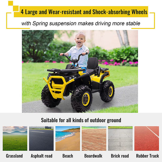 CLARFEY Electric Kids ATV Quad Car with MP3 Player and 4WD Motorized Drive