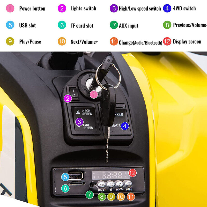 Load image into Gallery viewer, CLARFEY Electric Kids ATV Quad Car with MP3 Player and 4WD Motorized Drive
