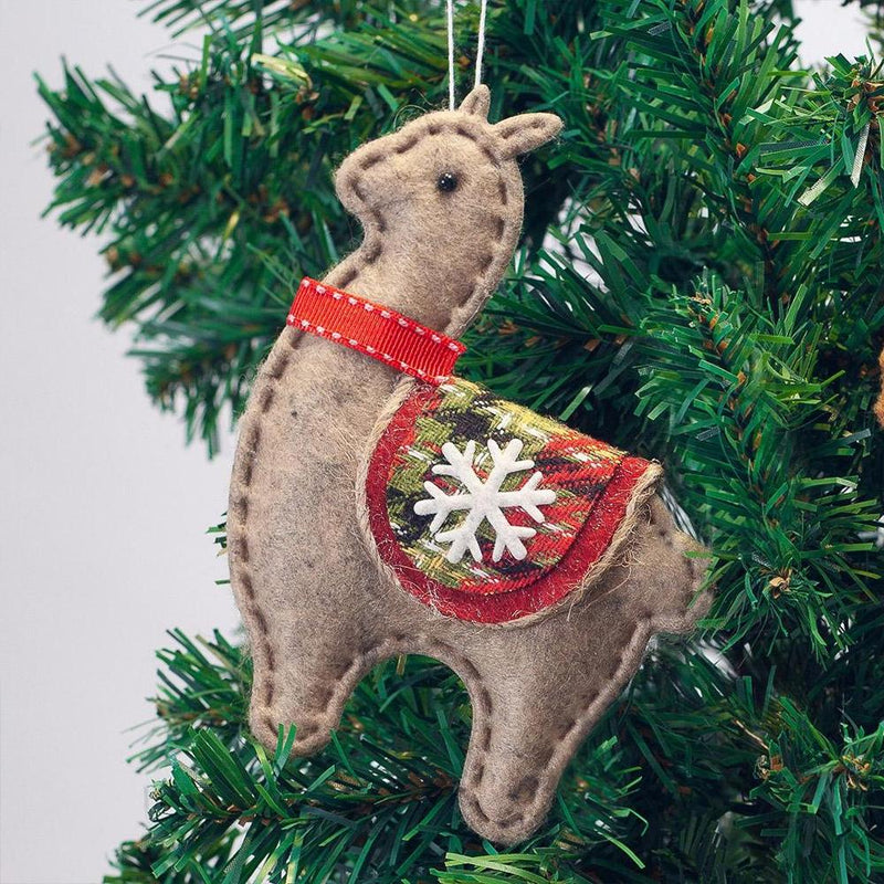 Load image into Gallery viewer, Classic Handmade Felt Alpaca Tree Hanging Ornament Set
