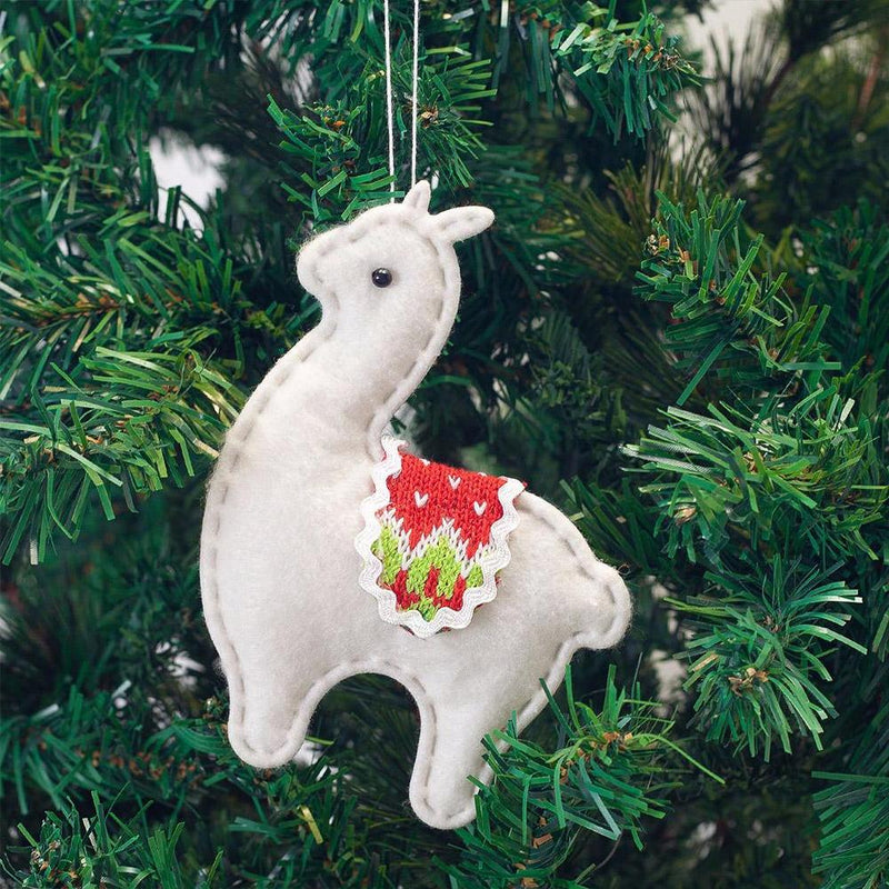 Load image into Gallery viewer, Classic Handmade Felt Alpaca Tree Hanging Ornament Set

