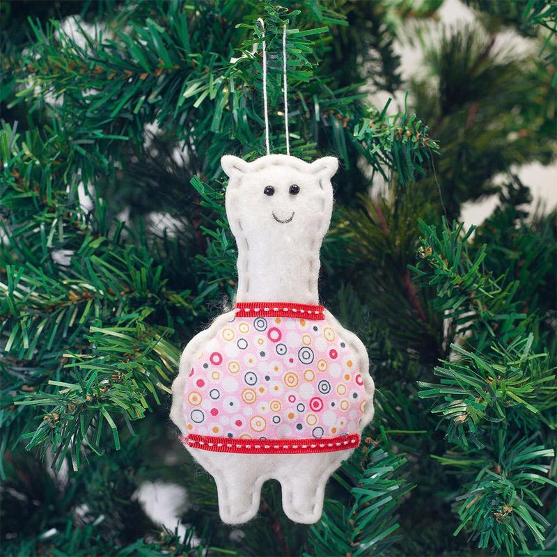 Load image into Gallery viewer, Classic Handmade Felt Alpaca Tree Hanging Ornament Set
