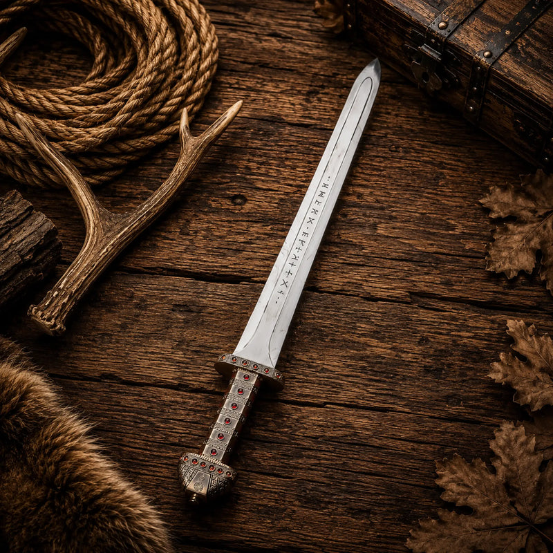 Load image into Gallery viewer, King Ragnar Sword – High Carbon Steel Viking Sword with Scabbard
