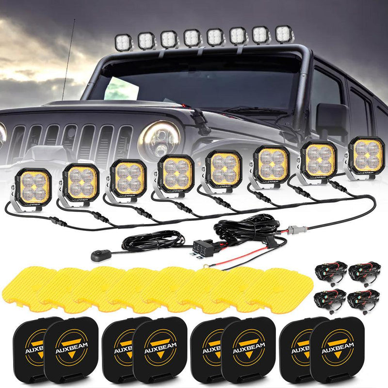Load image into Gallery viewer, Color Play Series 3 Inch 100W Flood LED Pod Lights Off Road Lights with White DRL &amp; Amber Turn Signal Lights
