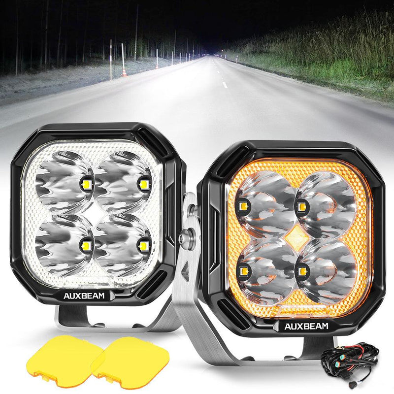 Load image into Gallery viewer, Color Play Series 3 Inch 100W Spot LED Pod Lights Off Road Lights with White DRL &amp; Amber Turn Signal Lights
