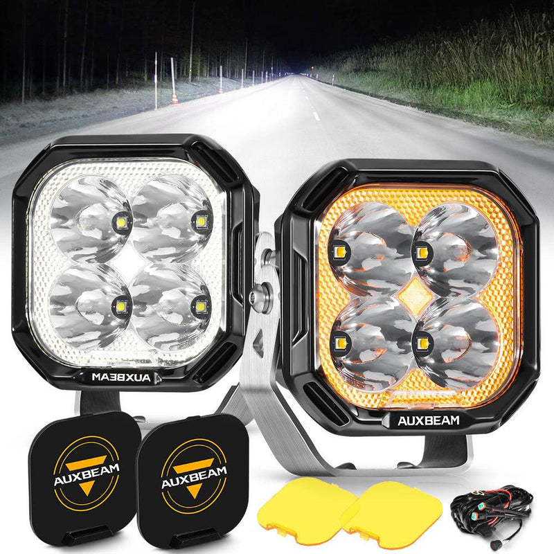 Load image into Gallery viewer, Color Play Series 3 Inch 100W Spot LED Pod Lights Off Road Lights with White DRL &amp; Amber Turn Signal Lights
