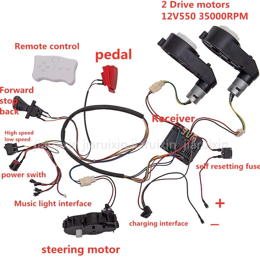 Complete DIY Remote Control Wiring Set for 12V Weelye Kids Ride-On Cars