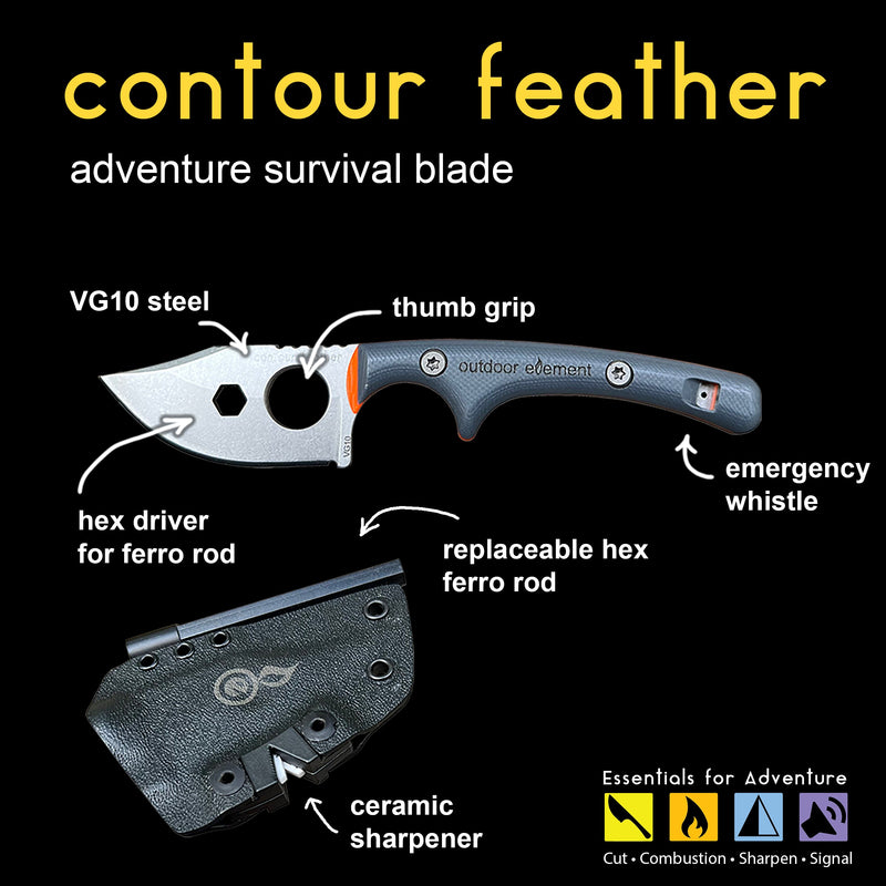 Load image into Gallery viewer, Contour Feather Adventure Survival Knife
