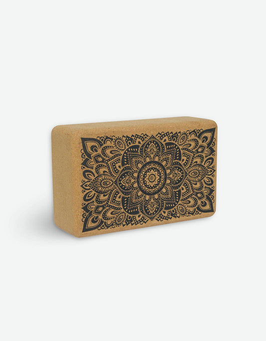 Cork Yoga Block - Mandala Black
