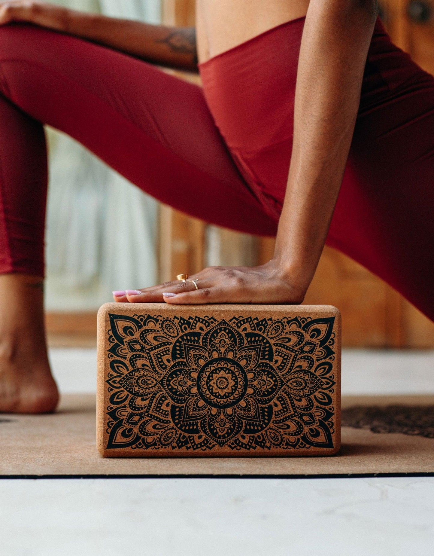 Cork Yoga Block - Mandala Black