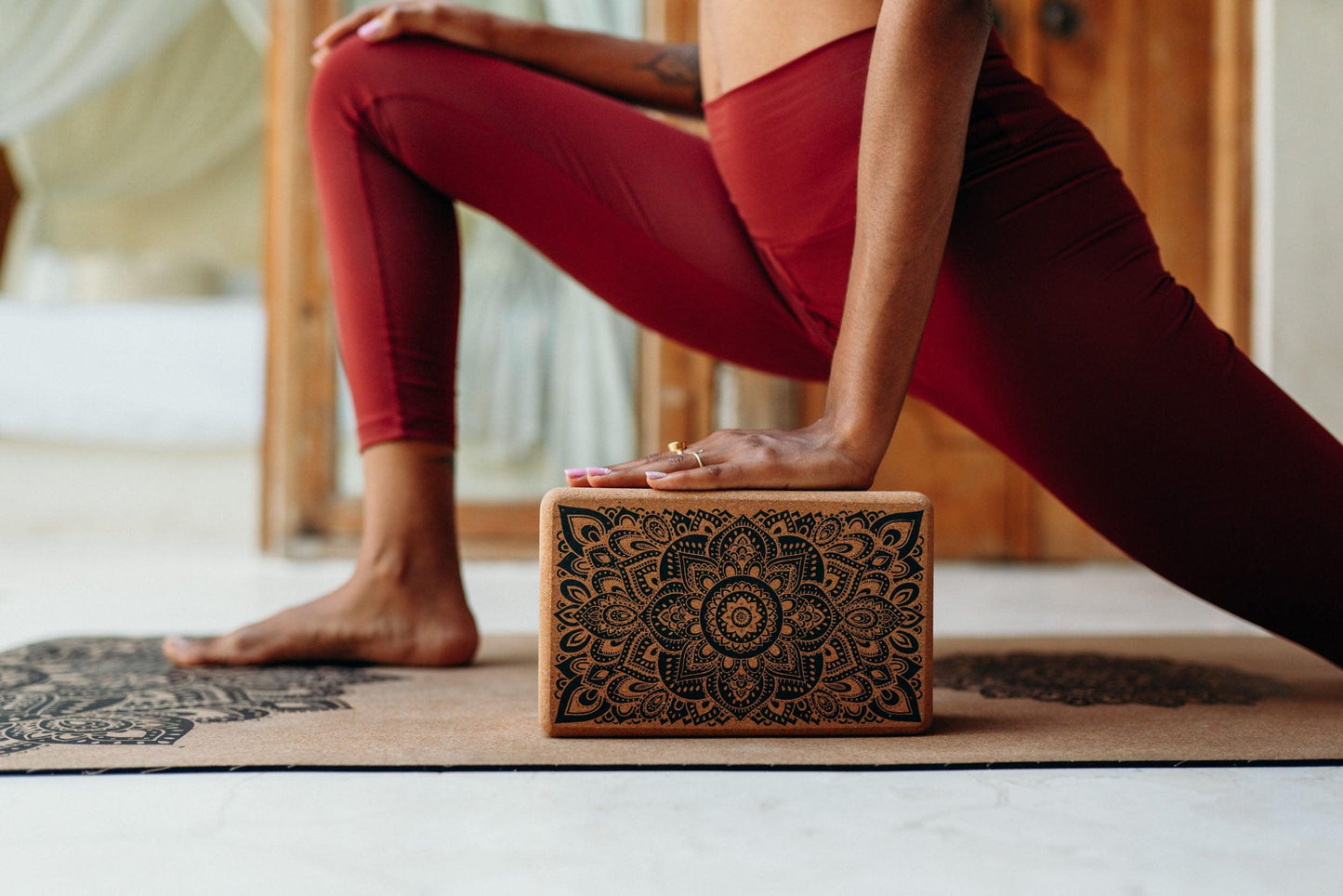 Cork Yoga Block - Mandala Black