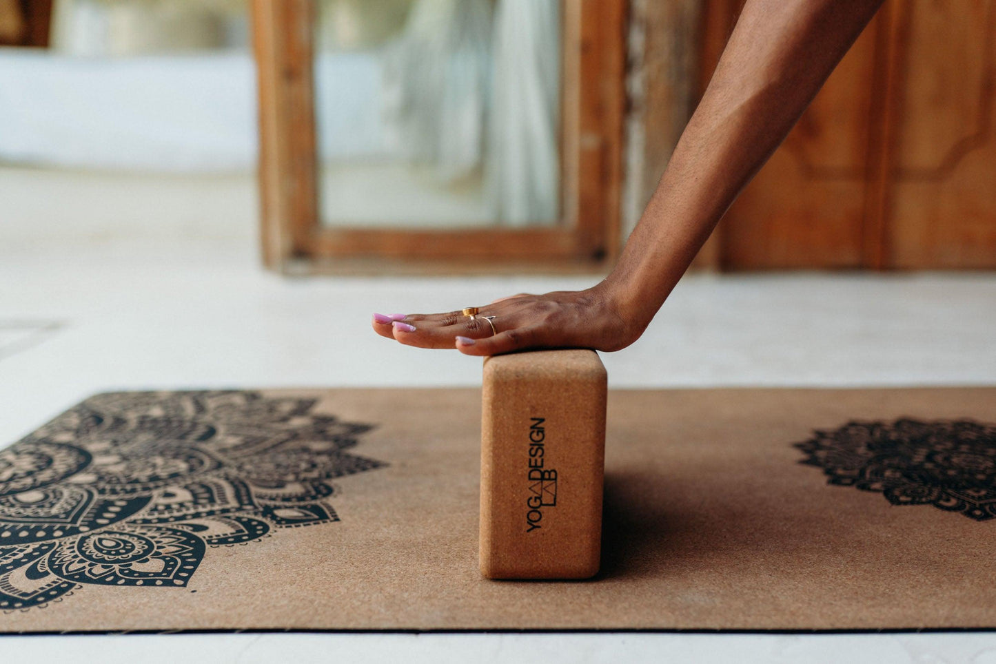 Cork Yoga Block - Mandala Black