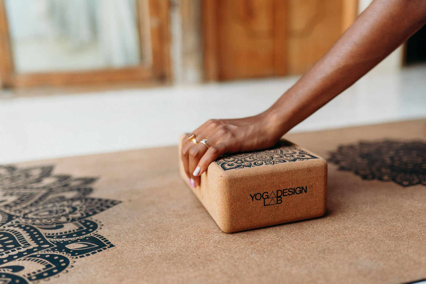 Cork Yoga Block - Mandala Black