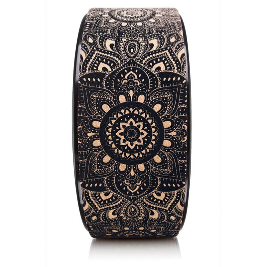 Yoga Wheel Cork Mandala Black
