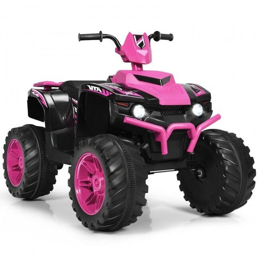 Costway 12V Kids Electric ATV Quad Ride On Car with LED Light and Music in Pink