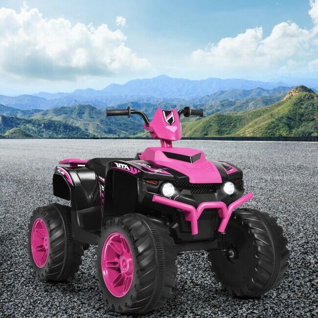 Load image into Gallery viewer, Costway 12V Kids Electric ATV Quad Ride On Car with LED Light and Music in Pink
