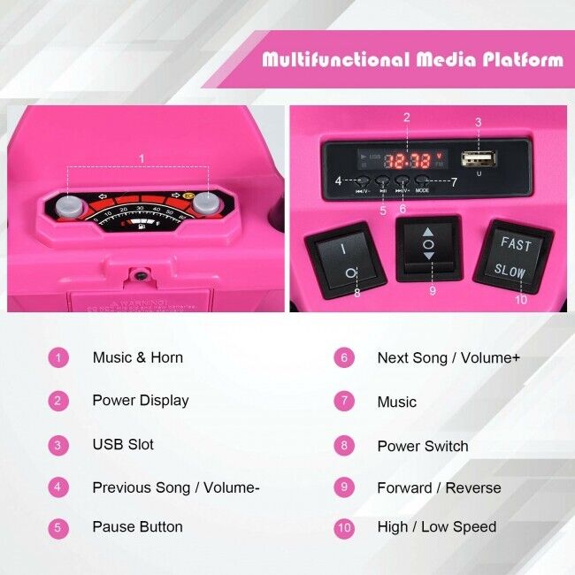 Load image into Gallery viewer, Costway 12V Kids Electric ATV Quad Ride On Car with LED Light and Music in Pink
