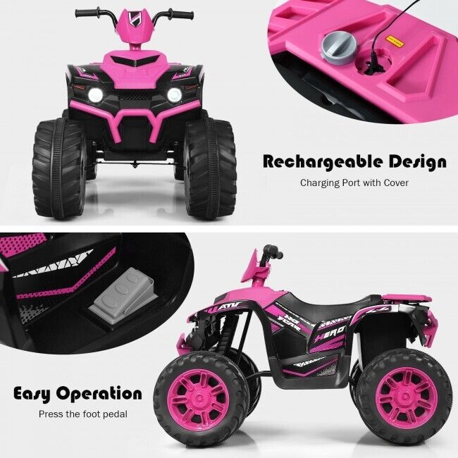 Load image into Gallery viewer, Costway 12V Kids Electric ATV Quad Ride On Car with LED Light and Music in Pink
