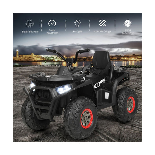 Costway 12V Kids Electric ATV Quad with MP3 Player and LED Lights - 2 Speed Ride On Car