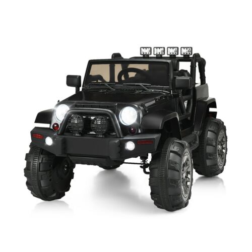 Load image into Gallery viewer, Costway 12V Kids Ride On Truck Car with Remote Control, MP3 Music, and LED Lights in Black
